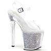 Pleaser - ENCHANT708RSI Ankle strap sandal, Pole dance shoes - Transparent/Silver coloured Product image